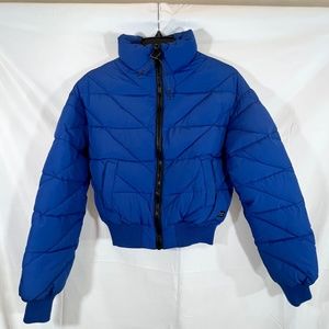 Urban outfitters blue puffer crop jacket - XS